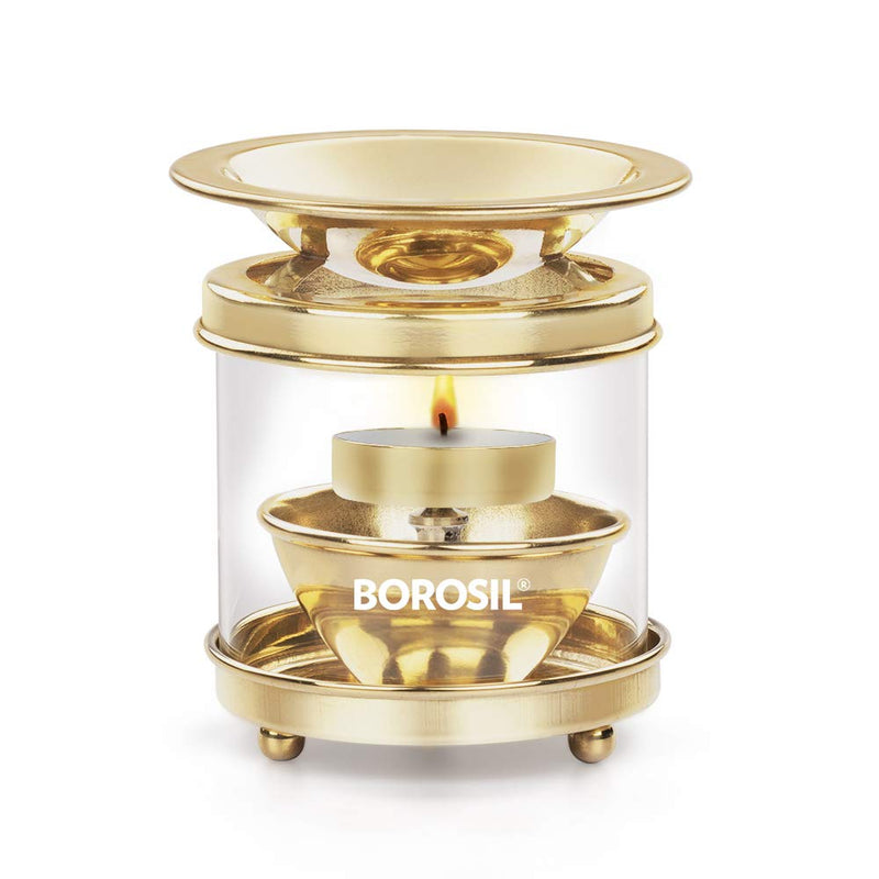 Borosil Brass Diffuser Diya with Borosil Glass Chimney - 2