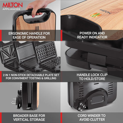 Milton 3-In-1 850 Watts Grill Sandwich Maker - 4