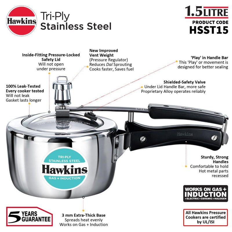 Hawkins Triply Stainless Steel Pressure Cooker - 2