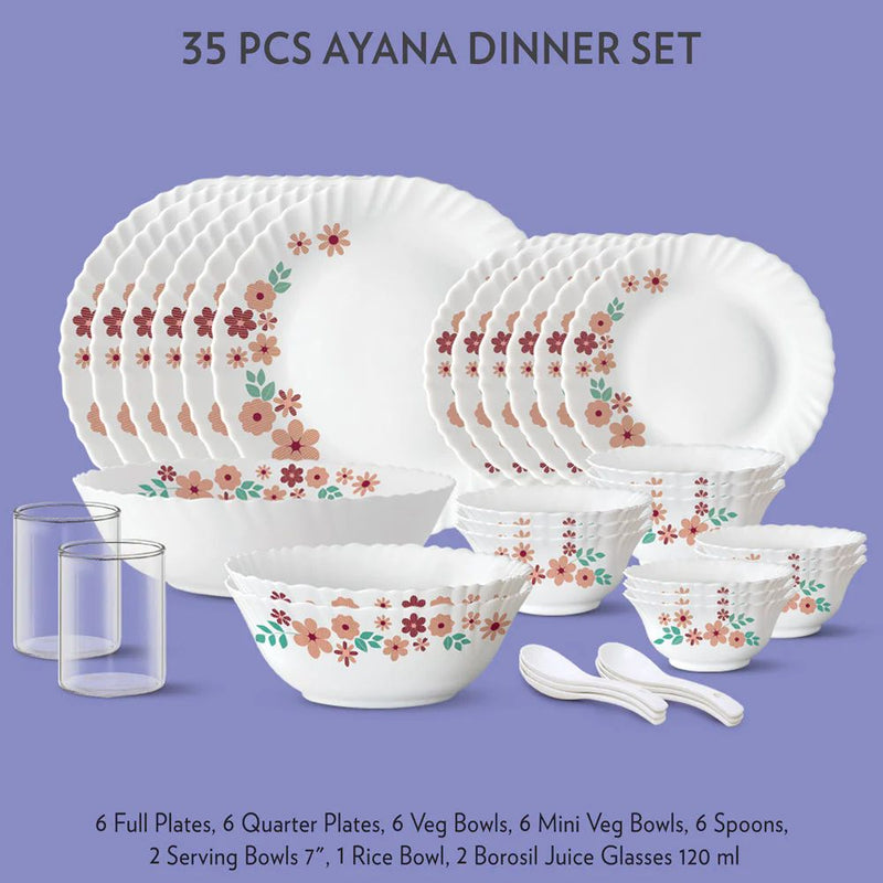 Larah by Borosil - Silk Series Ayana Opalware Dinner Set - 2