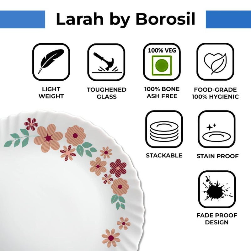 Larah by Borosil - Silk Series Ayana Opalware Dinner Set - 9