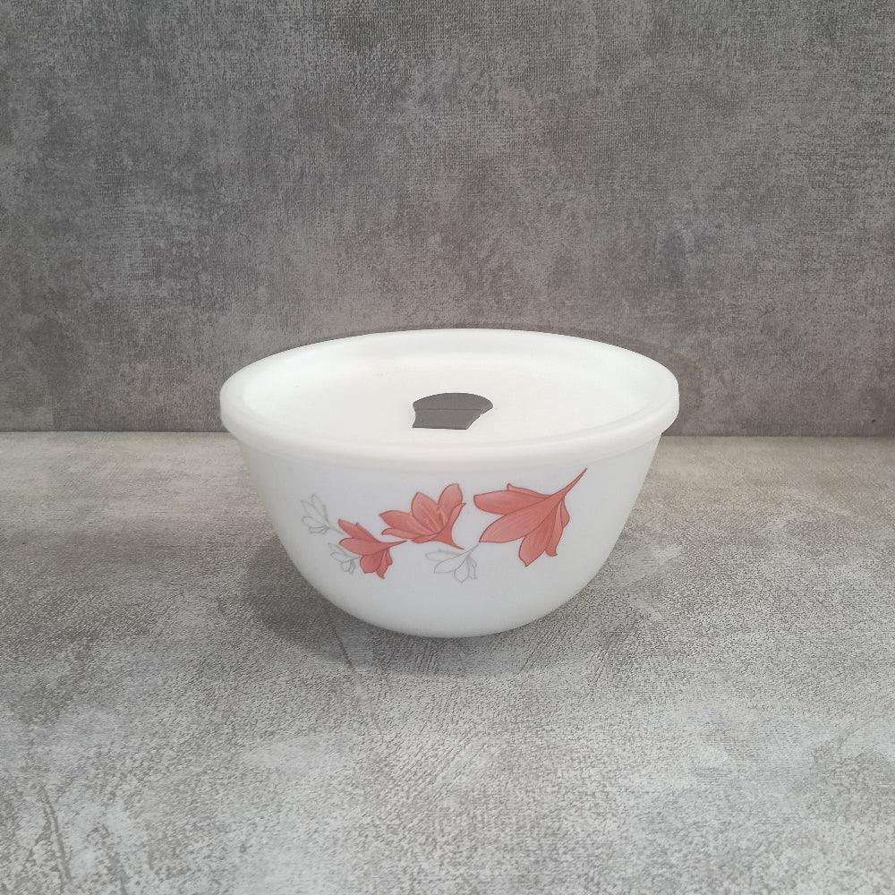 Larah by Borosil Opalware 750 ML Mixing Bowl with Lid - 1