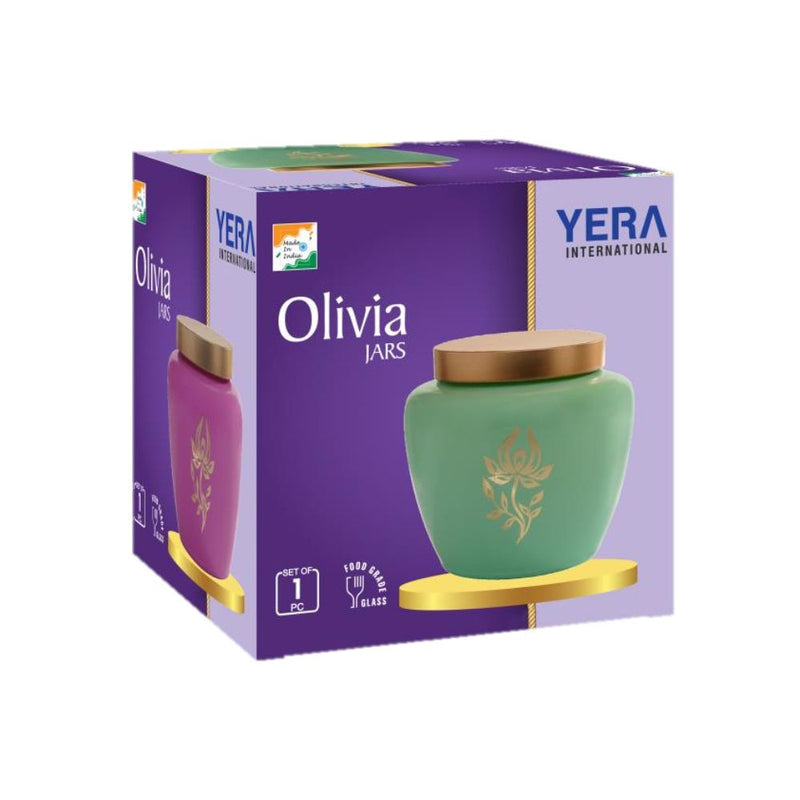 Yera Olivia 880 ML Glass Storage Jar with Metallic Lid - 3