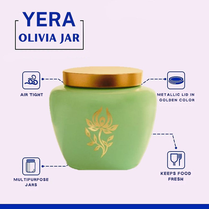 Yera Olivia 880 ML Glass Storage Jar with Metallic Lid - 2