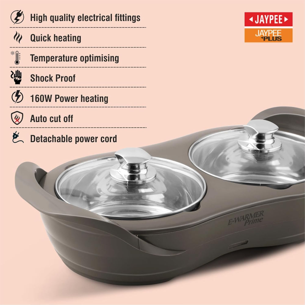 Jaypee Plus E-Warmer Prime Stainless Steel Electric Casserole Set with Removable Containers - 4