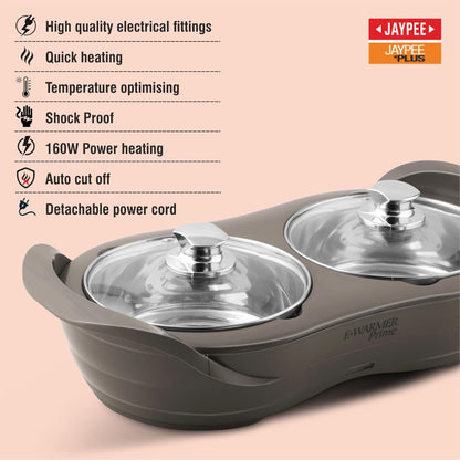 Jaypee Plus E-Warmer Prime Stainless Steel Electric Casserole Set with Removable Containers - 4