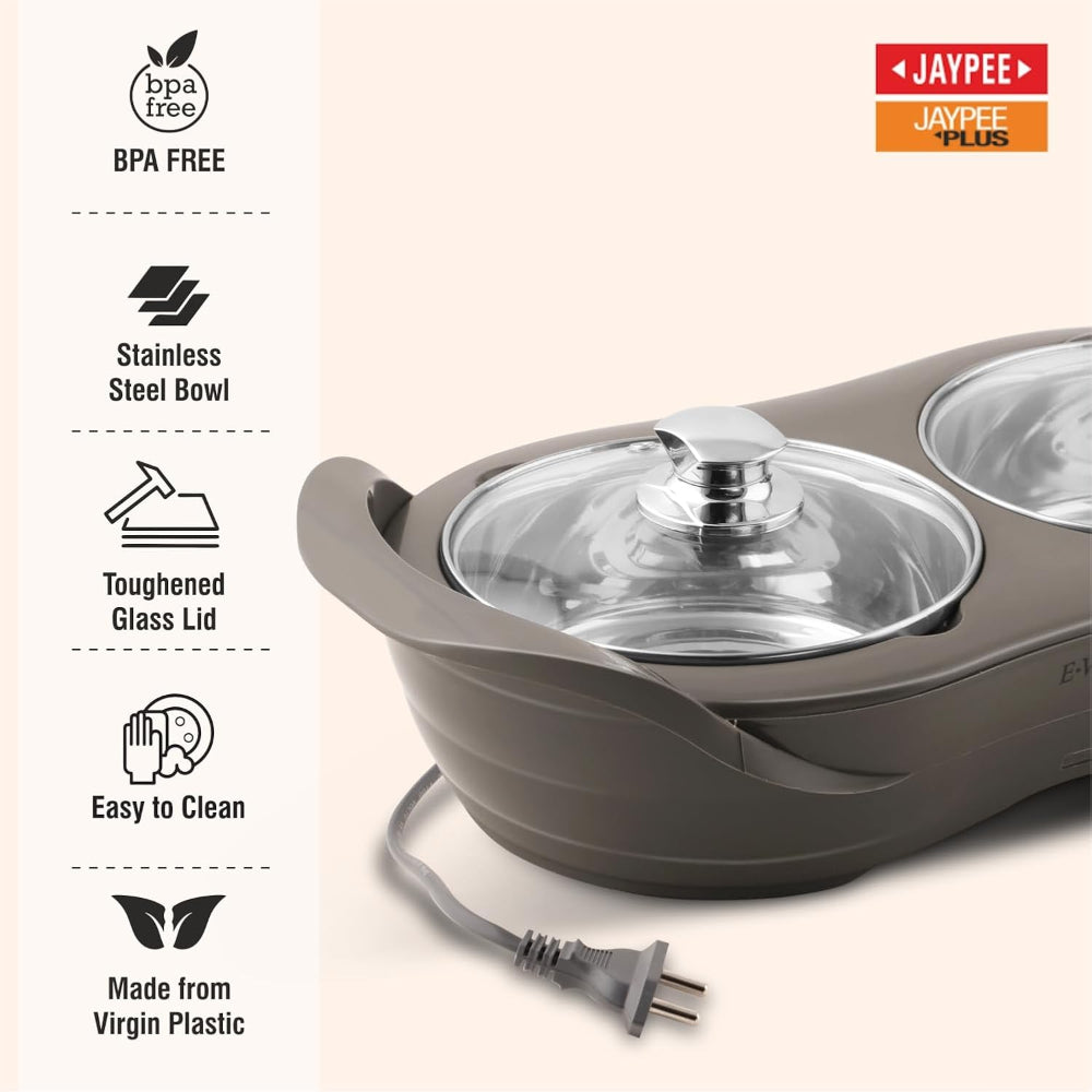 Jaypee Plus E-Warmer Prime Stainless Steel Electric Casserole Set with Removable Containers - 3