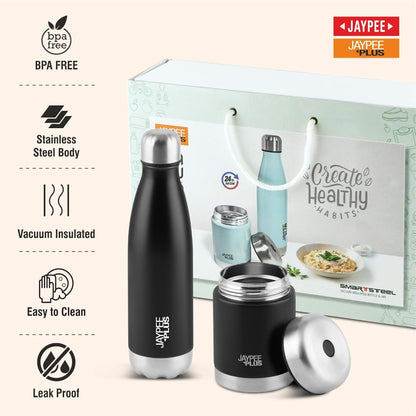 Jaypee Plus Smart Combo - Insulated Alpha 500 ML Bottle + Nutri Jar 400 ML Flask - 4