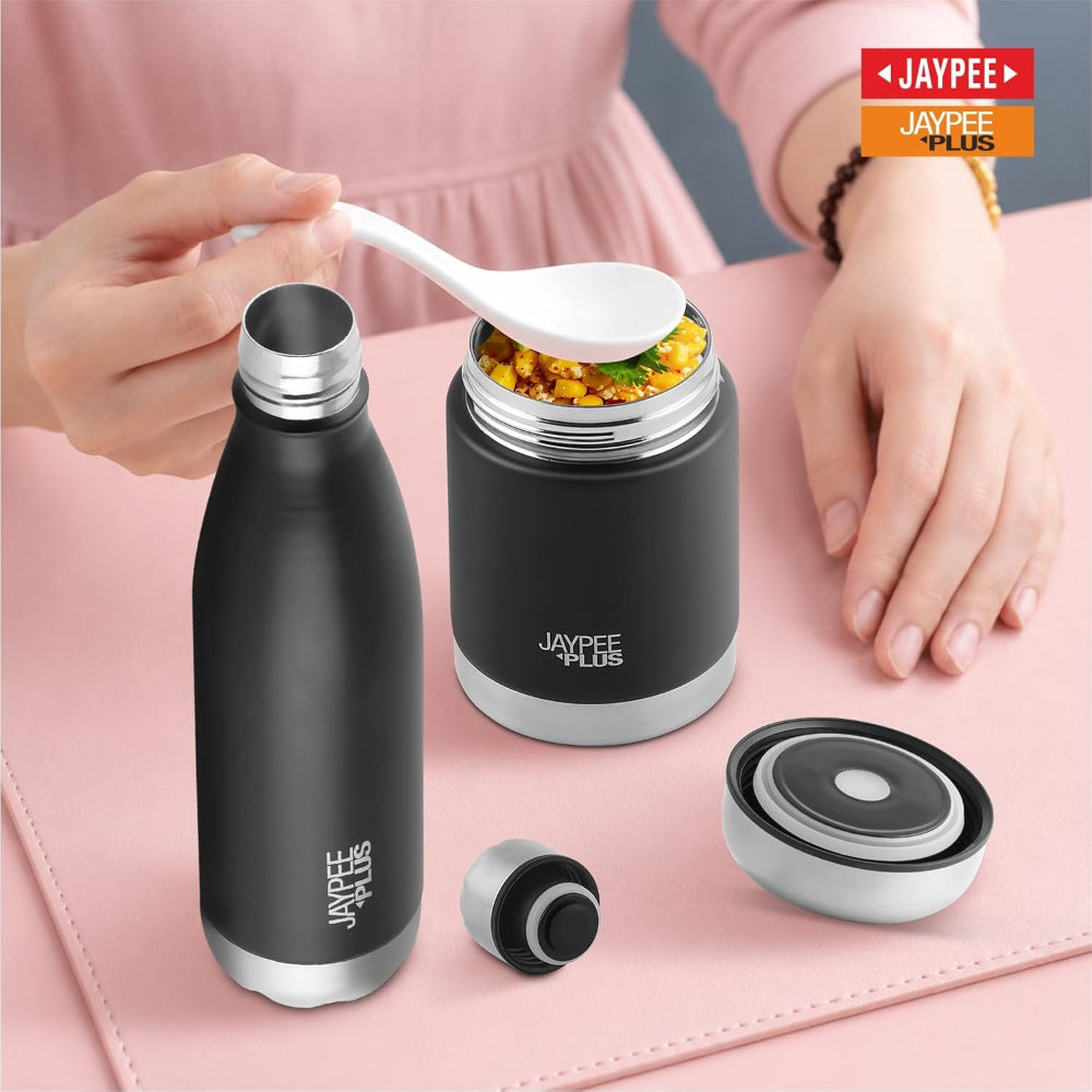 Jaypee Plus Smart Combo - Insulated Alpha 500 ML Bottle + Nutri Jar 400 ML Flask - 2