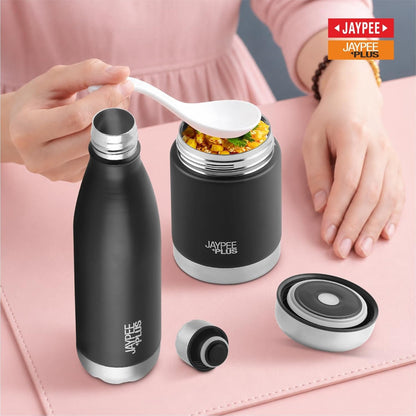 Jaypee Plus Smart Combo - Insulated Alpha 500 ML Bottle + Nutri Jar 400 ML Flask - 2