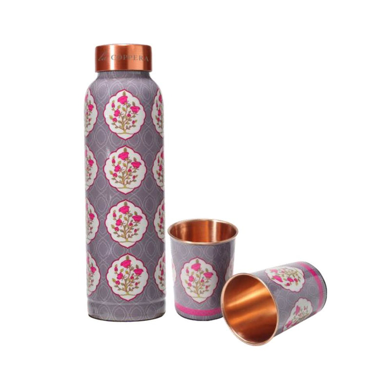 LaCoppera Copper Unique The First Bloom Bottle with 2 Glasses - LG8028 - 1