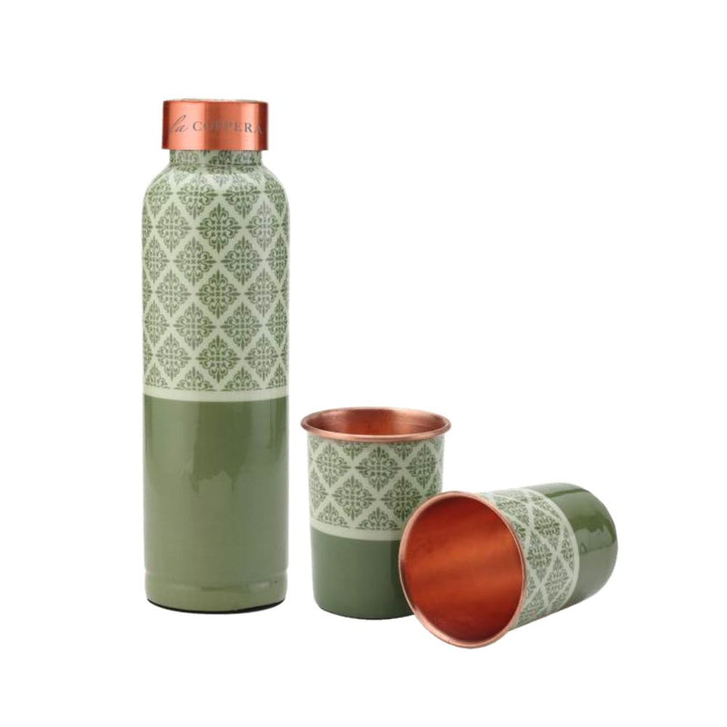 LaCoppera Copper Unique Pattern Play Bottle with 2 Glasses - LG8029 - 1