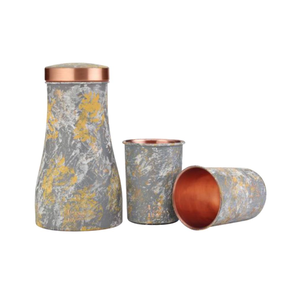 LaCoppera Copper Marble Series Bed Side Brush Carafe with 2 Glasses - LG8033 - 1