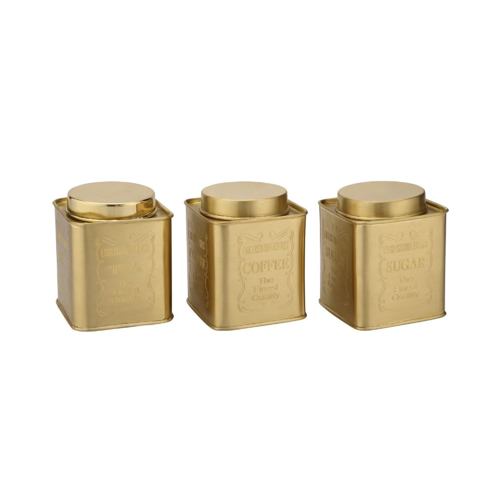 LaCoppera Brass Tea Coffee Sugar Breakfast Jar Set with Stand - 3