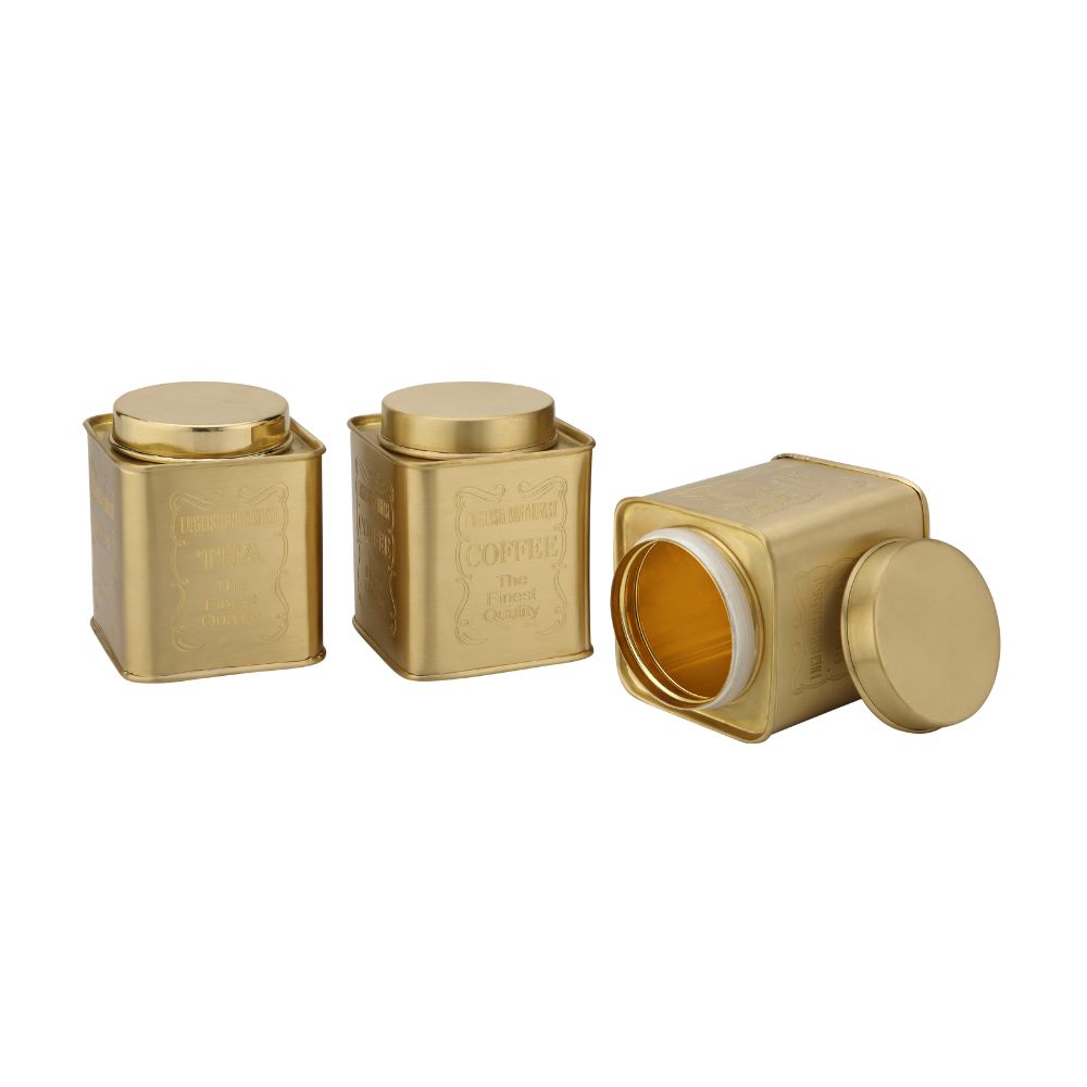 LaCoppera Brass Tea Coffee Sugar Breakfast Jar Set with Stand - 4