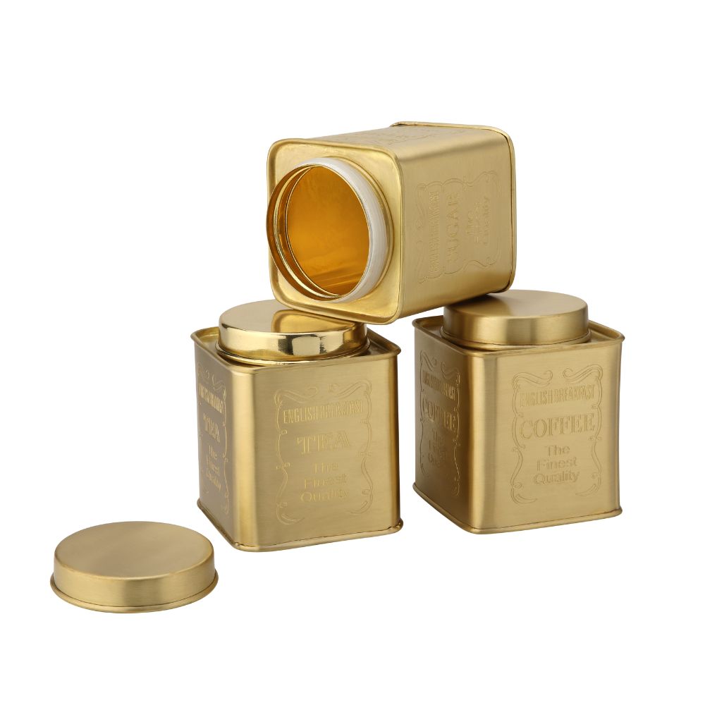 LaCoppera Brass Tea Coffee Sugar Breakfast Jar Set with Stand - 5