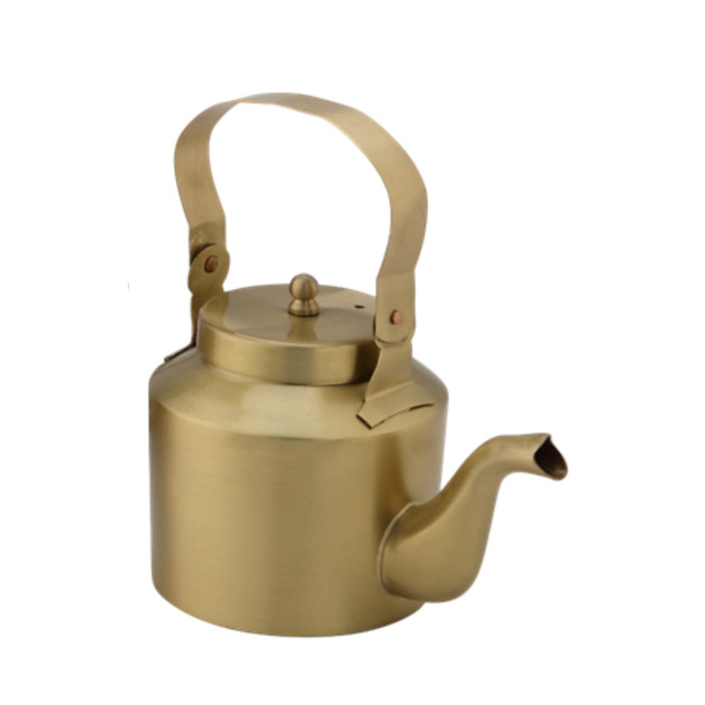 LaCoppera Premium Brass Tapri Tea Set – 2  Glasses & Kettle with Stand - 4