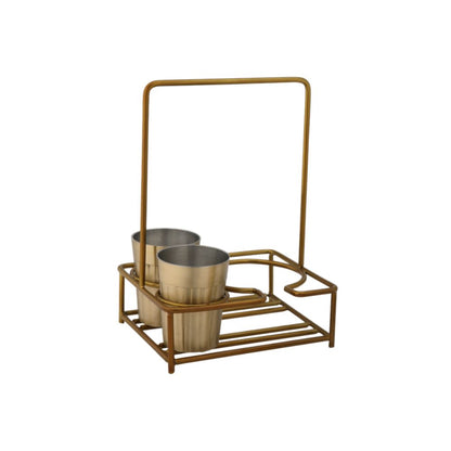 LaCoppera Premium Brass Tapri Tea Set – 2  Glasses & Kettle with Stand - 5