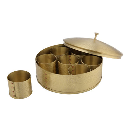 LaCoppera Premium Brass Dome Shape Masala Box - 1