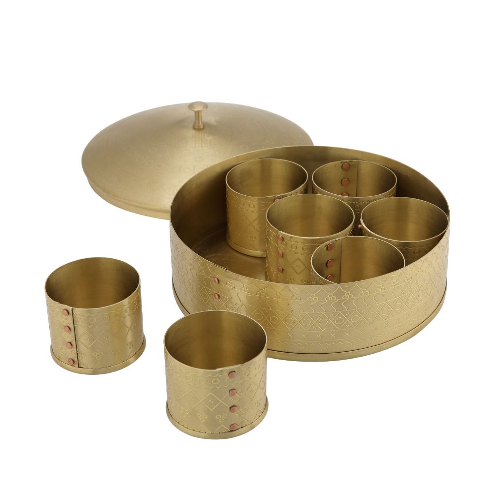 LaCoppera Premium Brass Dome Shape Masala Box - 3