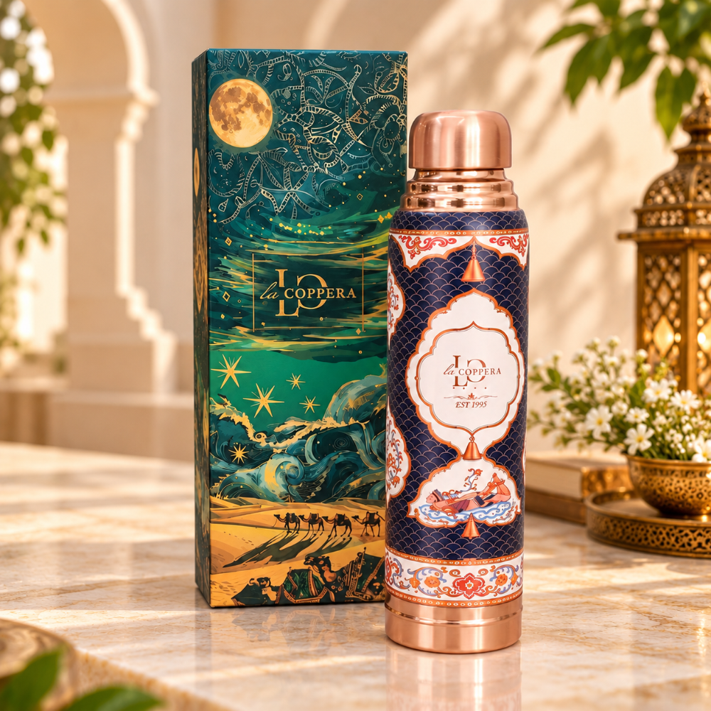 LaCoppera Copper Ayursip Raag Darbar UV Printed 1000 ML Water Bottle - 2