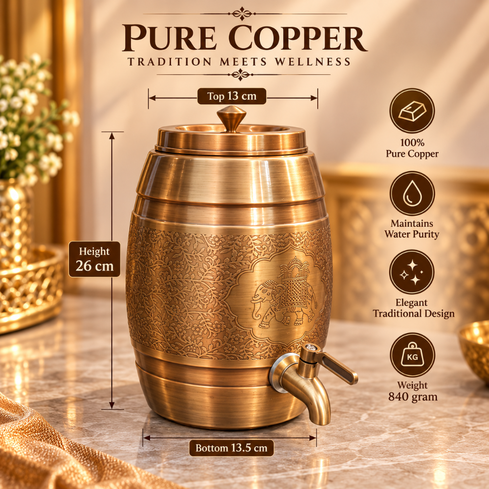 Lacoppera Pipa Sepia Gold Pure Copper 5 Litre Water Dispenser with Tap - 4