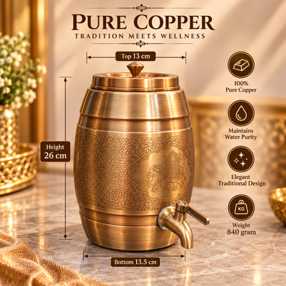 Lacoppera Pipa Sepia Gold Pure Copper 5 Litre Water Dispenser with Tap - 4
