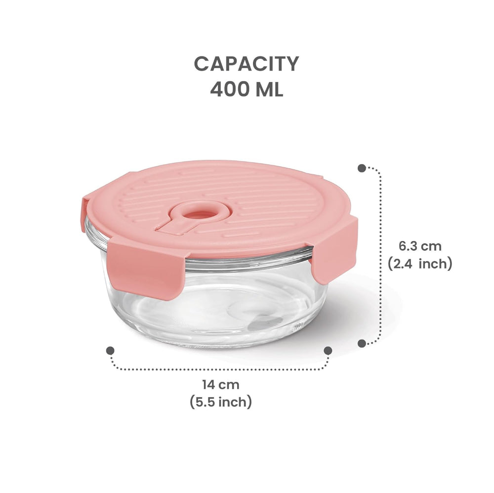 Treo Borosilicate Glass Lumino Fresh 400 ML Round Container - 7