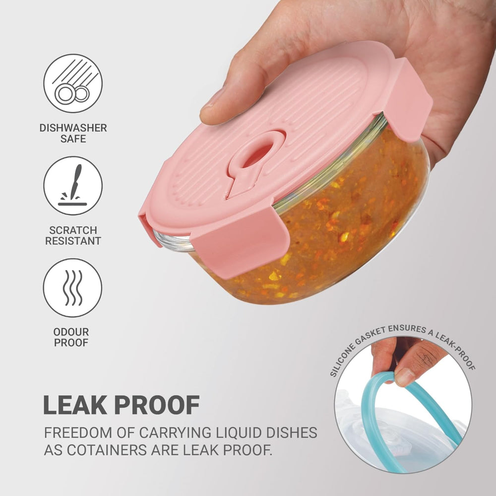 Treo Borosilicate Glass Lumino Fresh 400 ML Round Container - 10