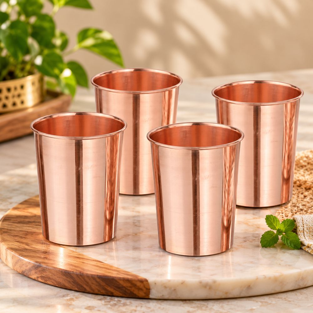 LaCoppera Amrapali 250 ML Plain Copper Water Glass - 3