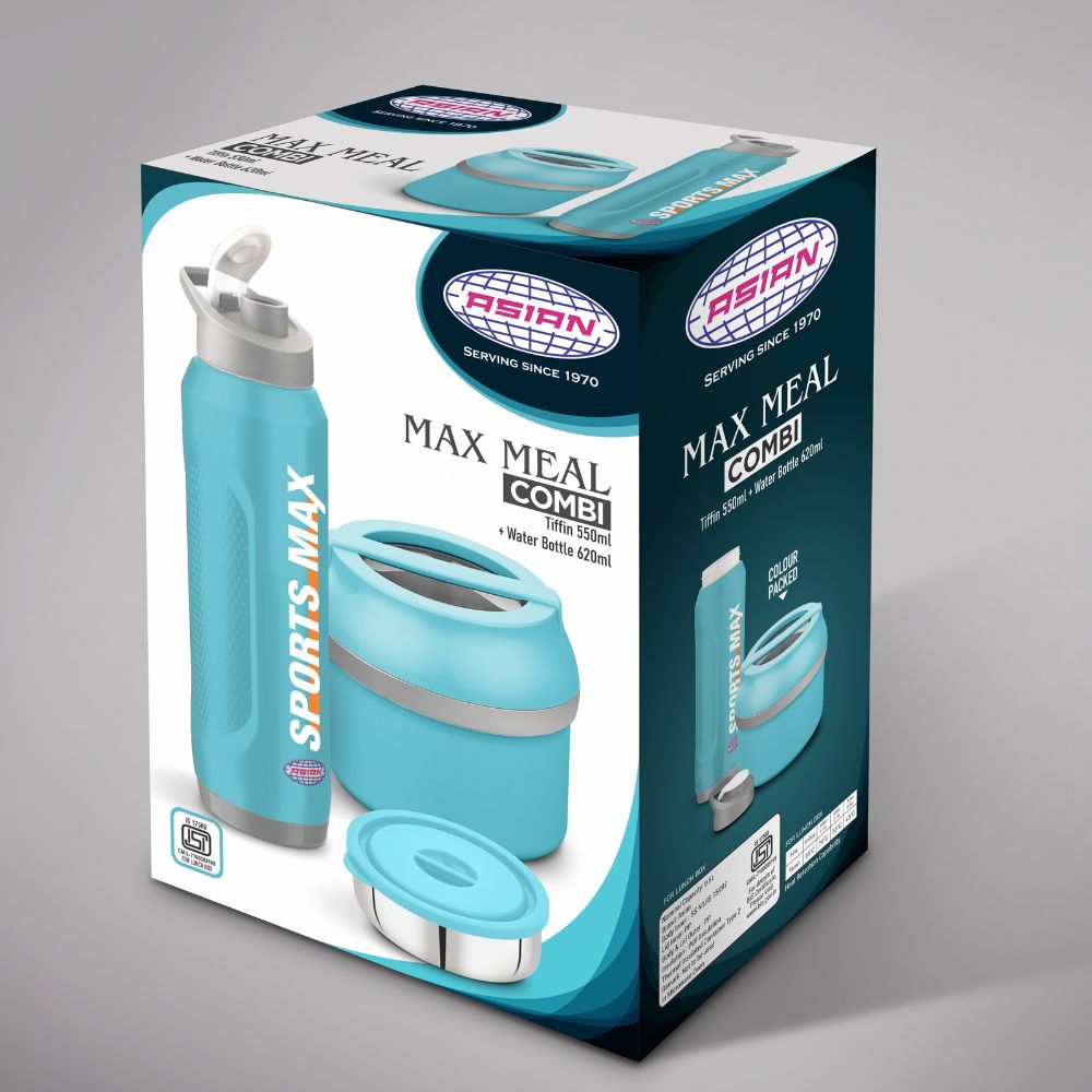 Asian Max Meal Combi - Tiffin 550 ML + Water Bottle 620 ML - 2