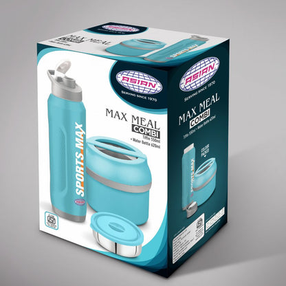 Asian Max Meal Combi - Tiffin 550 ML + Water Bottle 620 ML - 2