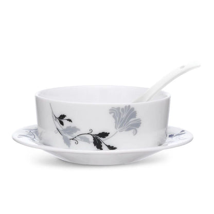 सॉसर सेटसह बोरोसिल सूप बाउल द्वारे लाराह | 18 पीसीचा संच