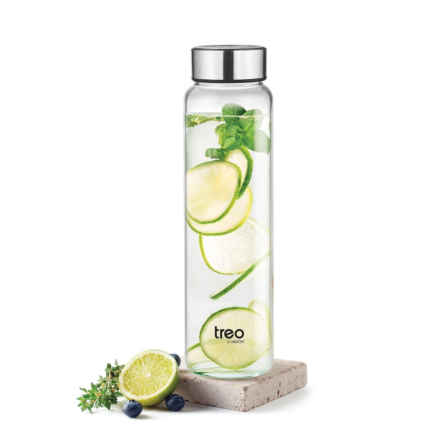 Treo By Milton Clearvue Borosilicate Glass Water Bottle, Wide Mouth, 1000 ml, Transparent, Fridge Bottle, 1 Piece, Suitable for Hot & Cold Beverages, Milk, Lassi, Juices at RasoiShop