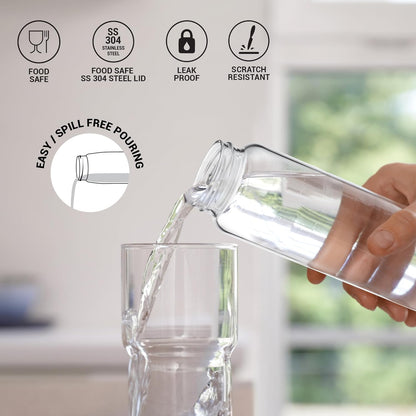 Treo By Milton Clearvue Borosilicate Glass Water Bottle, Wide Mouth, 1000 ml, Transparent, Fridge Bottle, 1 Piece, Suitable for Hot & Cold Beverages, Milk, Lassi, Juices at RasoiShop