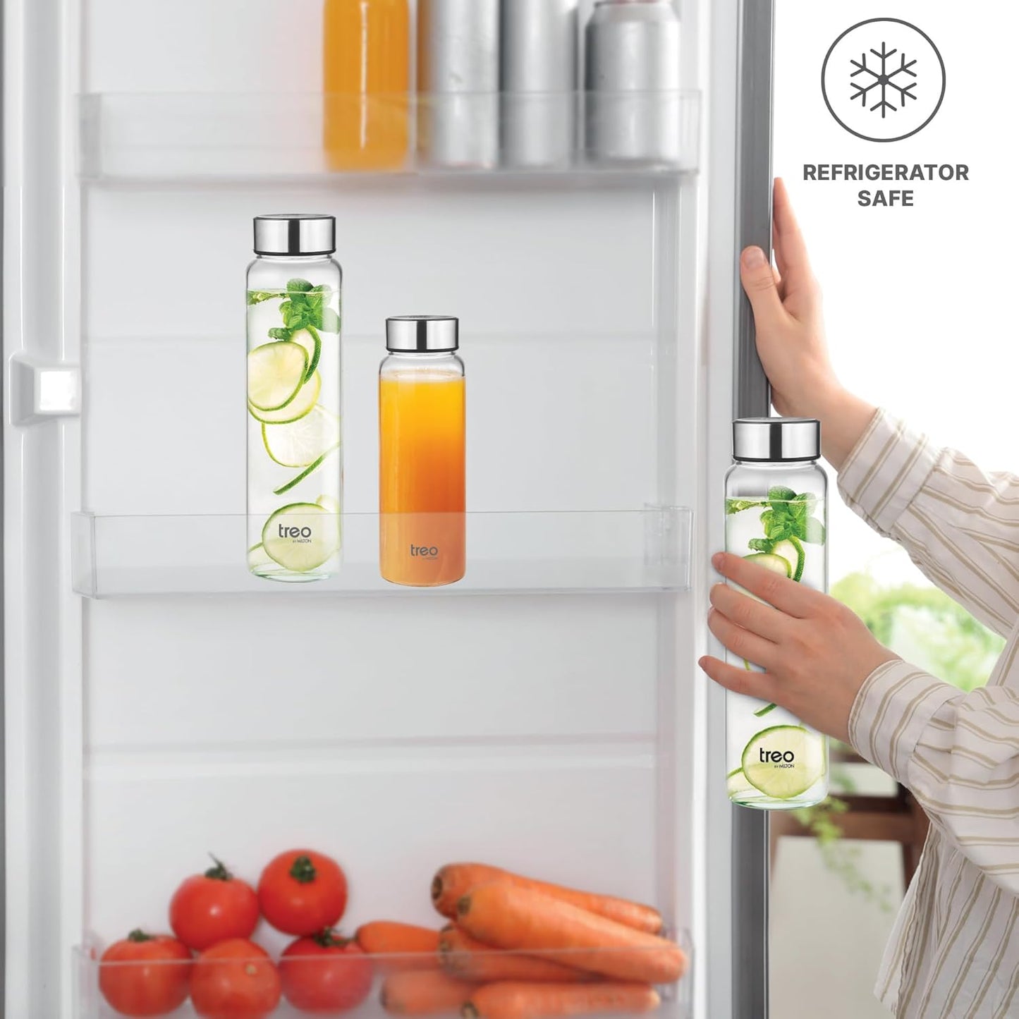 Treo By Milton Clearvue Borosilicate Glass Water Bottle, Wide Mouth, 1000 ml, Transparent, Fridge Bottle, 1 Piece, Suitable for Hot & Cold Beverages, Milk, Lassi, Juices at RasoiShop