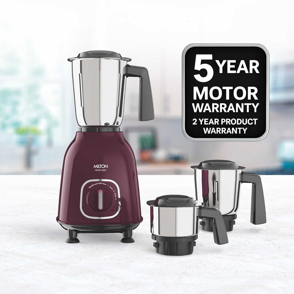 Milton Neom 550 Watts Mixer Grinder with 3 Jars - 2