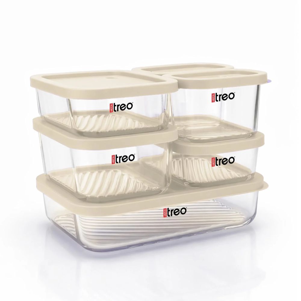 Treo Nutri Borosilicate Glass Fridge Storage Container Set - 4