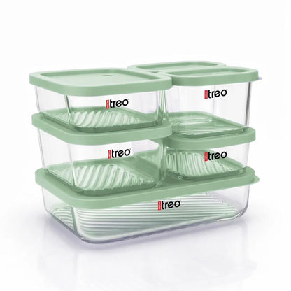 Treo Nutri Borosilicate Glass Fridge Storage Container Set - 2