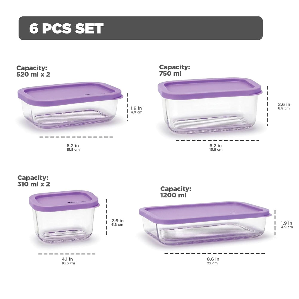 Treo Nutri Borosilicate Glass Fridge Storage Container Set - 7