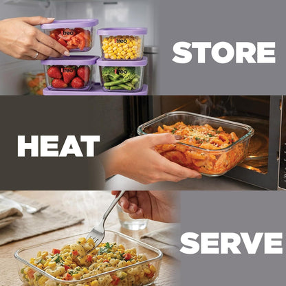 Treo Nutri Borosilicate Glass Fridge Storage Container Set - 10