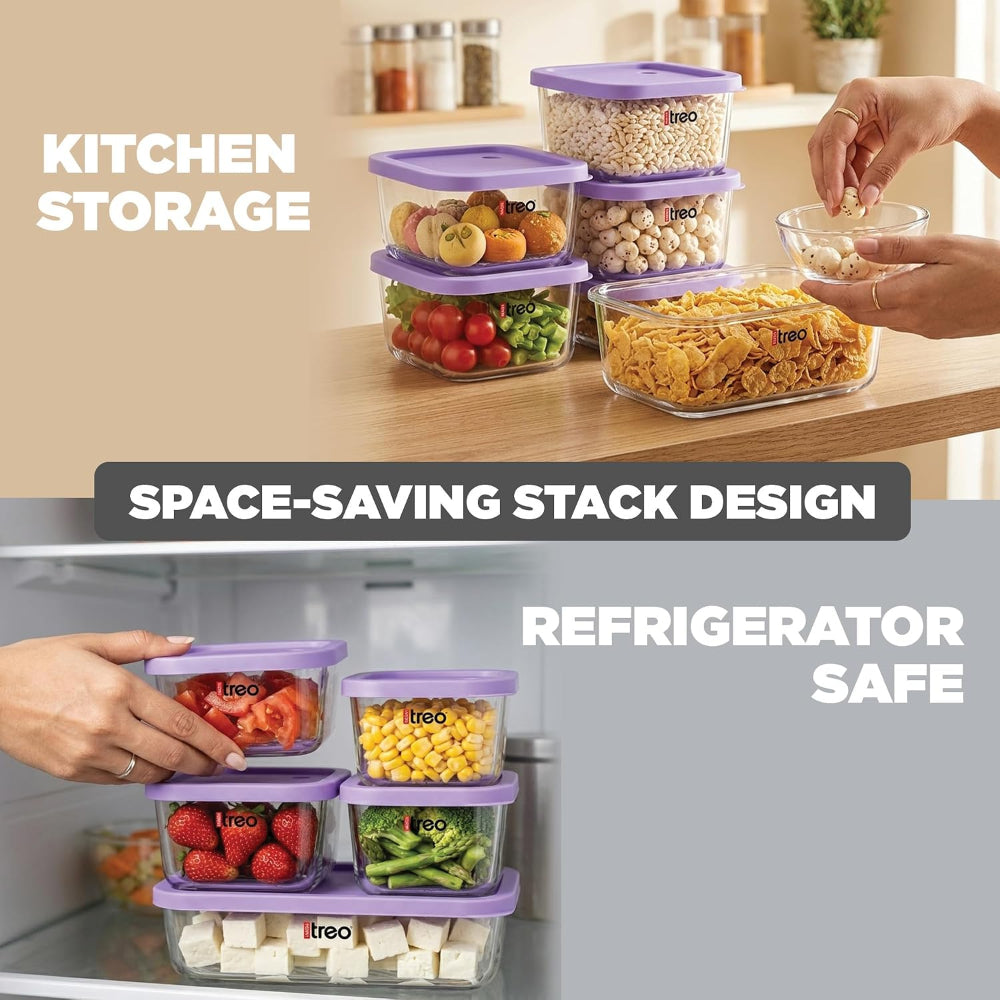 Treo Nutri Borosilicate Glass Fridge Storage Container Set - 11