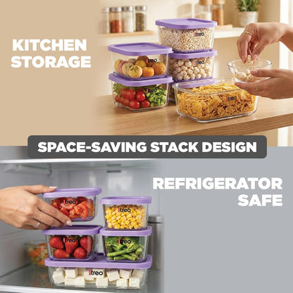 Treo Nutri Borosilicate Glass Fridge Storage Container Set - 11