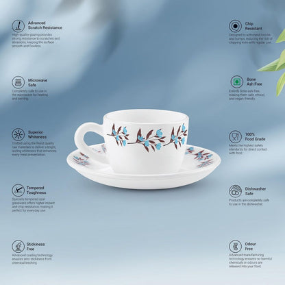 Treo Ophelia Collection Lavelle Opalware 13 CL Cup Saucer Set - 5