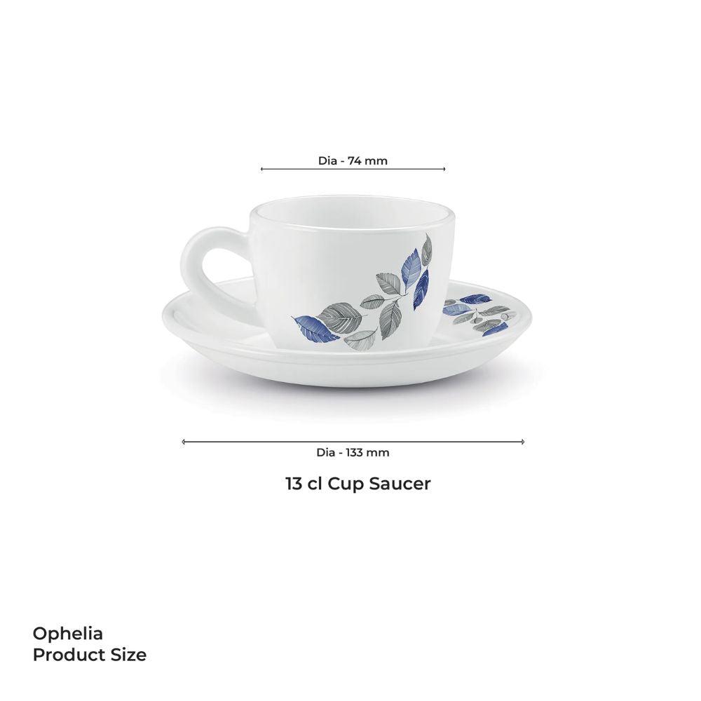 Treo Ophelia Collection Lunis Opalware 13 CL Cup Saucer Set - 4