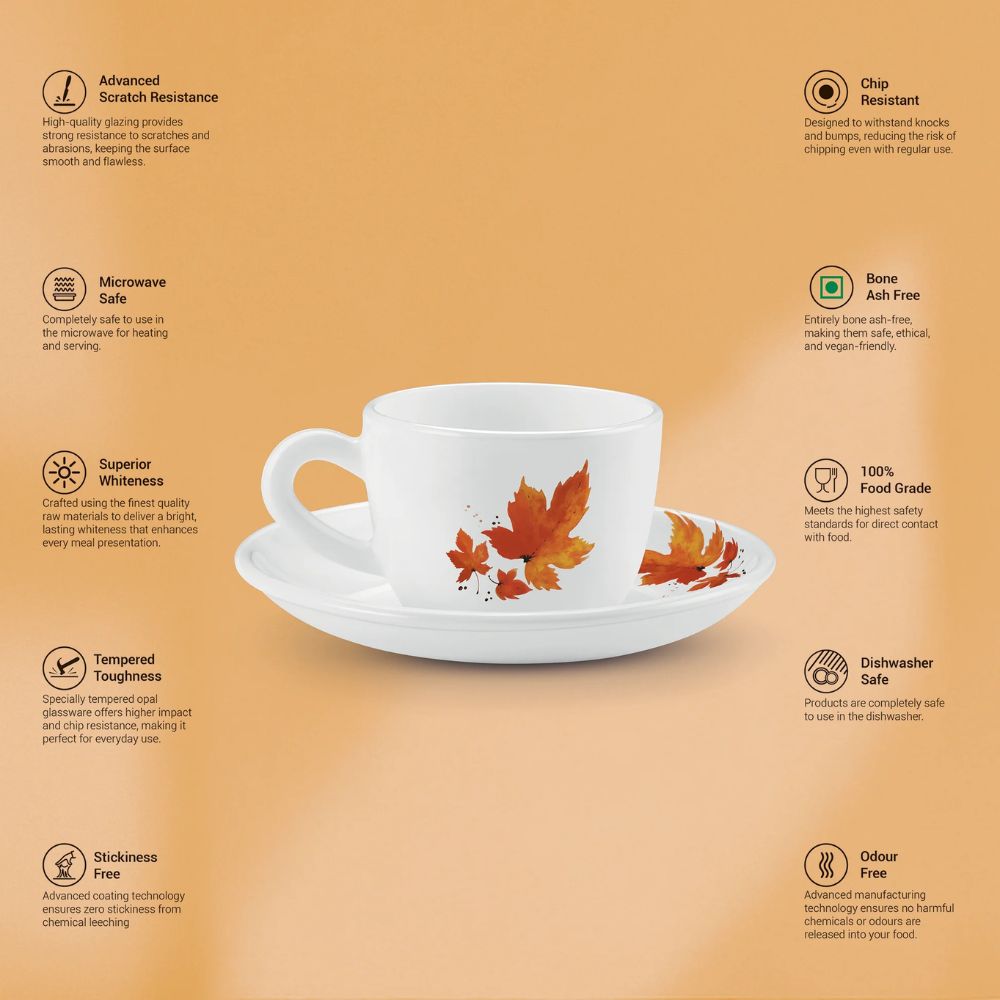 Treo Ophelia Collection Mapelle Opalware 13 CL Cup Saucer Set - 5