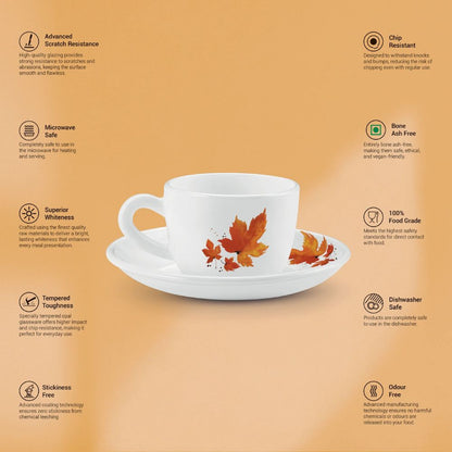 Treo Ophelia Collection Mapelle Opalware 13 CL Cup Saucer Set - 5