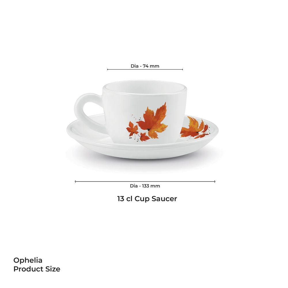 Treo Ophelia Collection Mapelle Opalware 13 CL Cup Saucer Set - 4