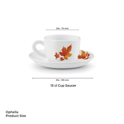 Treo Ophelia Collection Mapelle Opalware 13 CL Cup Saucer Set - 4