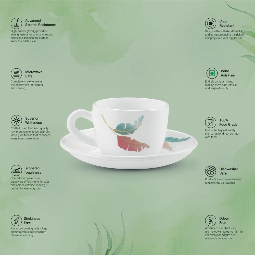 Treo Ophelia Collection Palma Opalware 13 CL Cup Saucer Set - 5